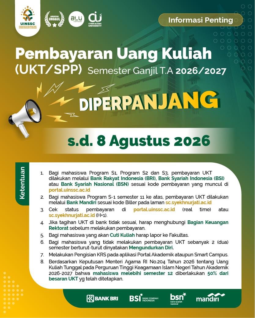 Resmi! UINSSC Perpanjang Jadwal Herregistrasi Semester Ganjil TA 2026/2027: Cek Jadwal UKT dan KRS Online